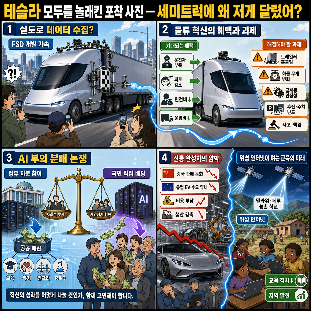 테슬라 모두를 놀래킨 포착 사진 ''세미트럭에 왜 저게 달렸어? 내용을 설명하는 본문 이미지