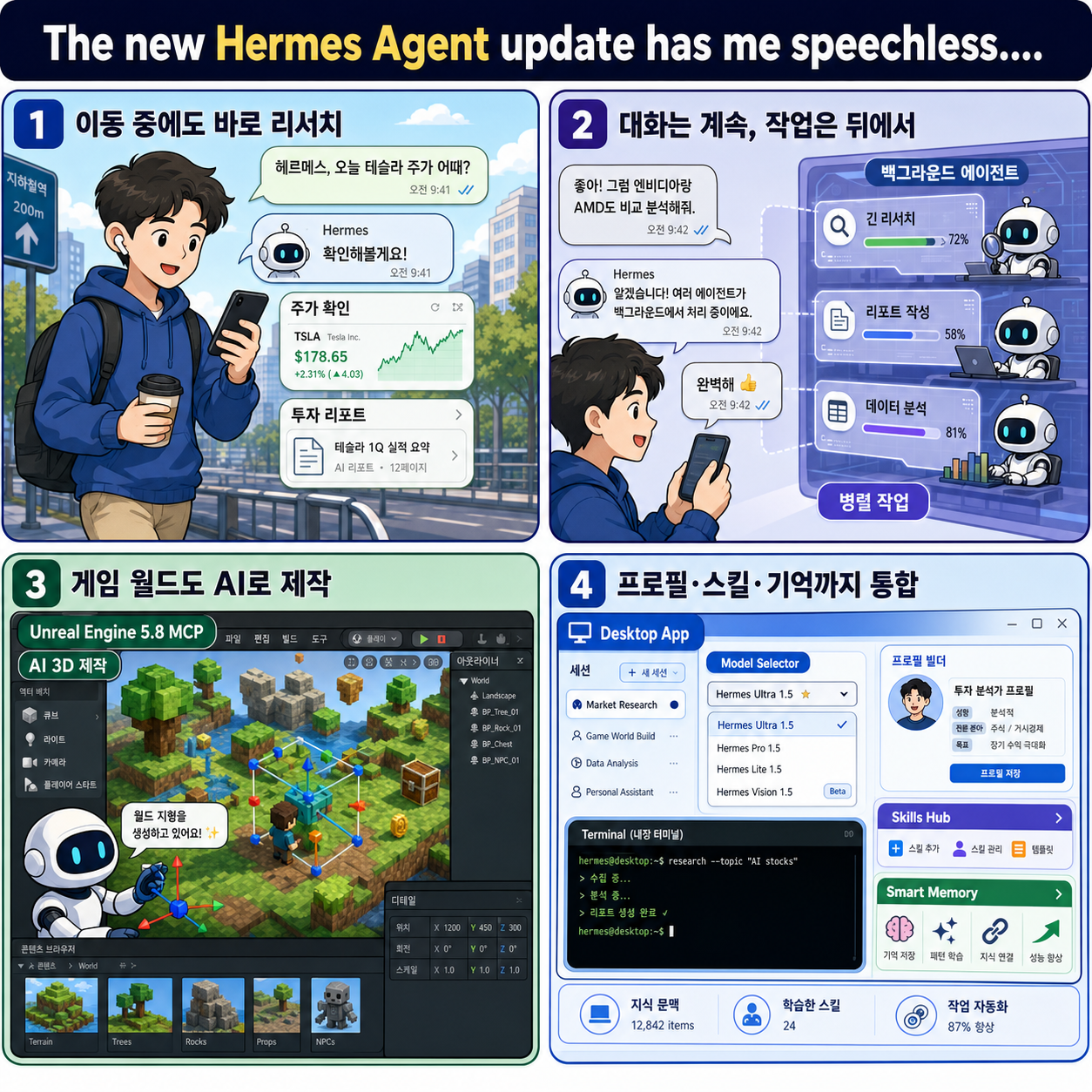 The new Hermes Agent update has me speechless.... 내용을 설명하는 본문 이미지