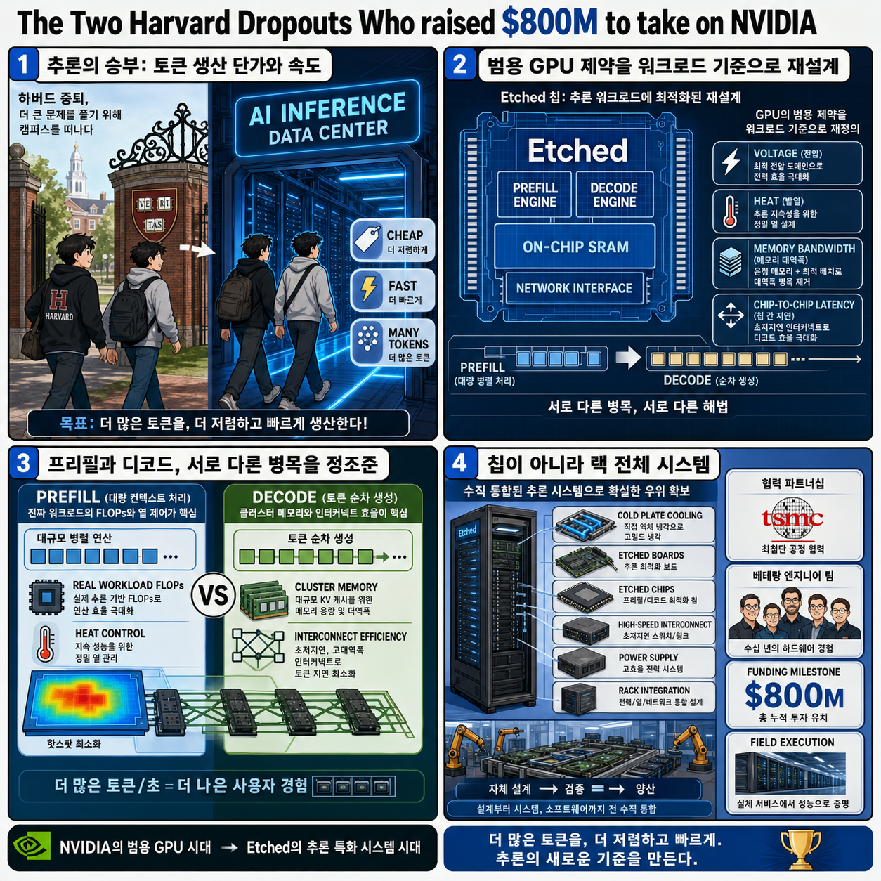 The Two Harvard Dropouts Who raised $800M to take on NVIDIA 내용을 설명하는 본문 이미지