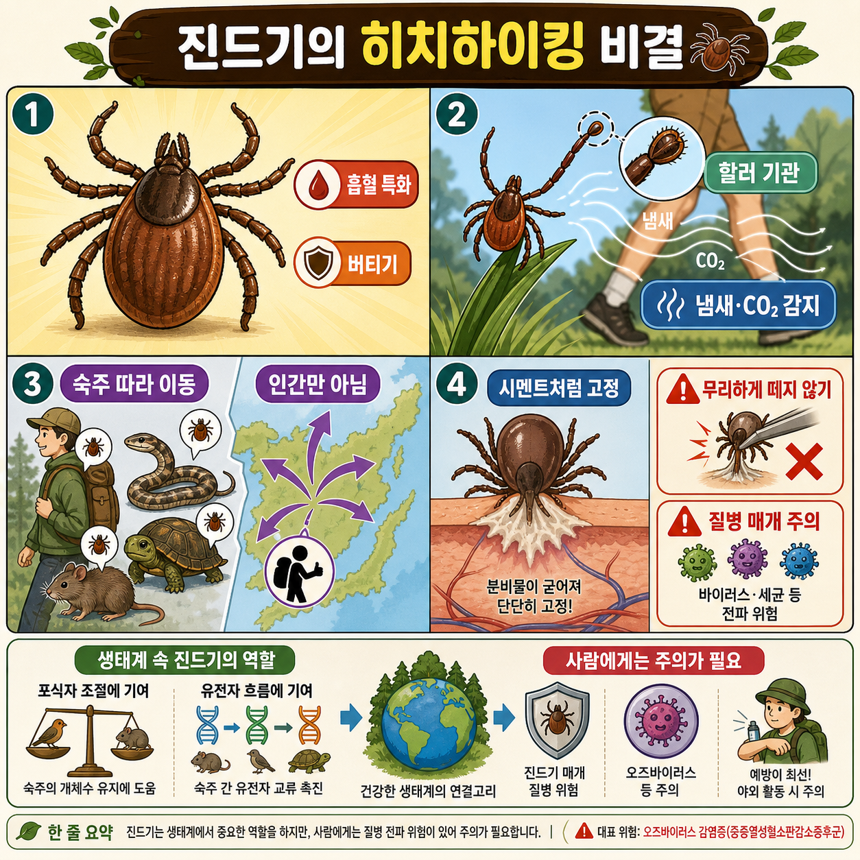 눈이 없는데 어떻게 인간만 골라 탈까? 진드기의 히치하이킹 비결 (갈로아) 내용을 설명하는 본문 이미지