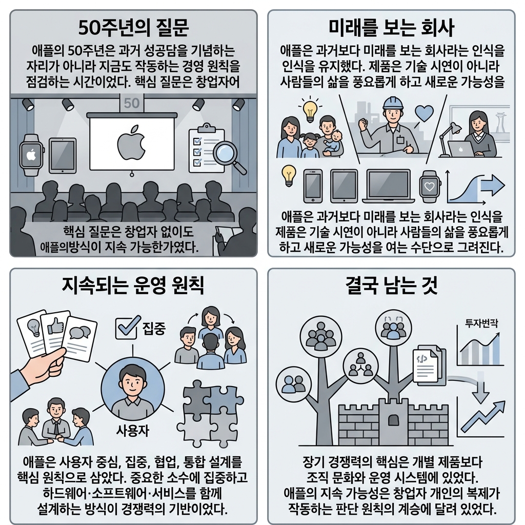 애플은 앞으로도 잘 될거야" (팀 쿡) 내용을 설명하는 본문 이미지