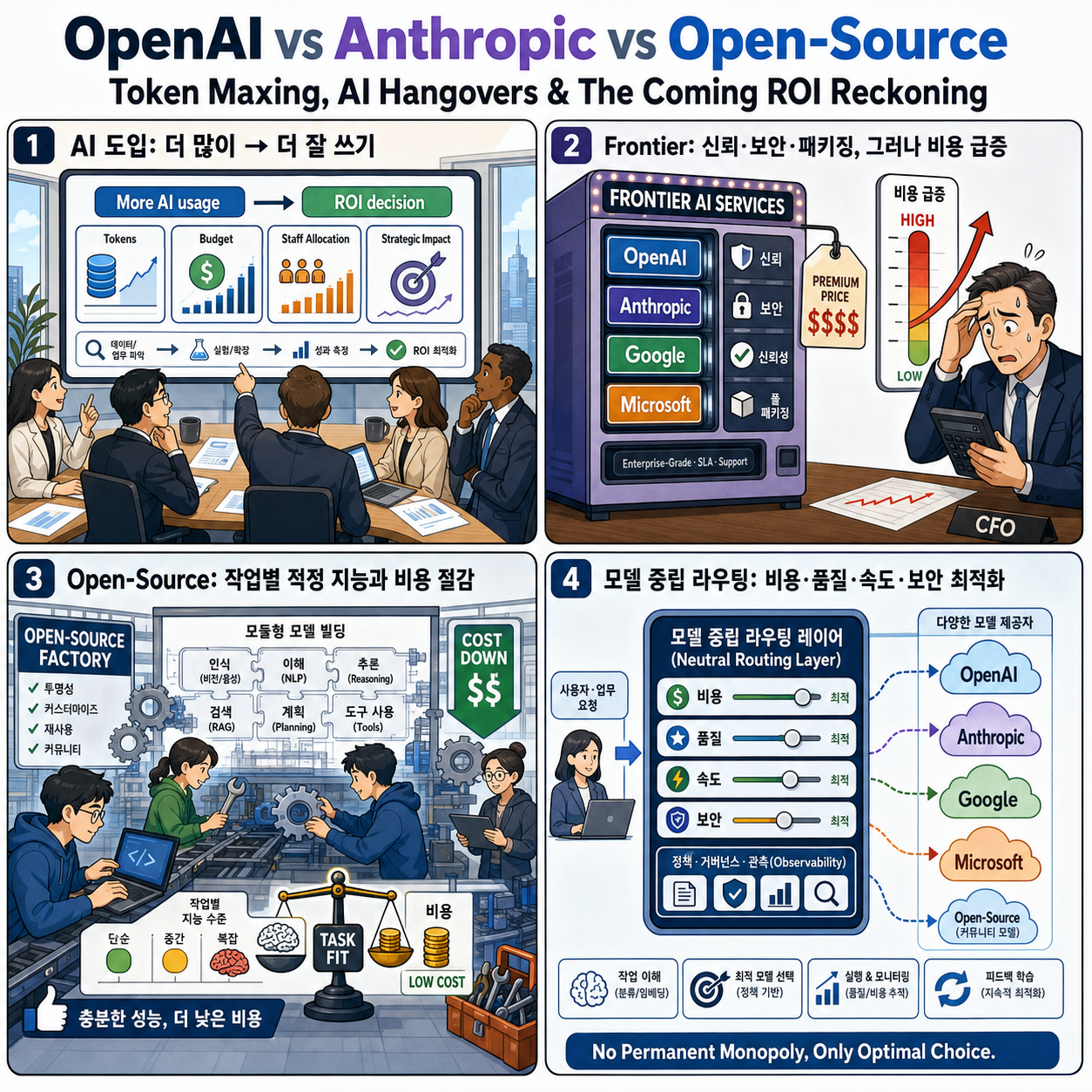 OpenAI vs Anthropic vs Open-Source 내용을 설명하는 본문 이미지