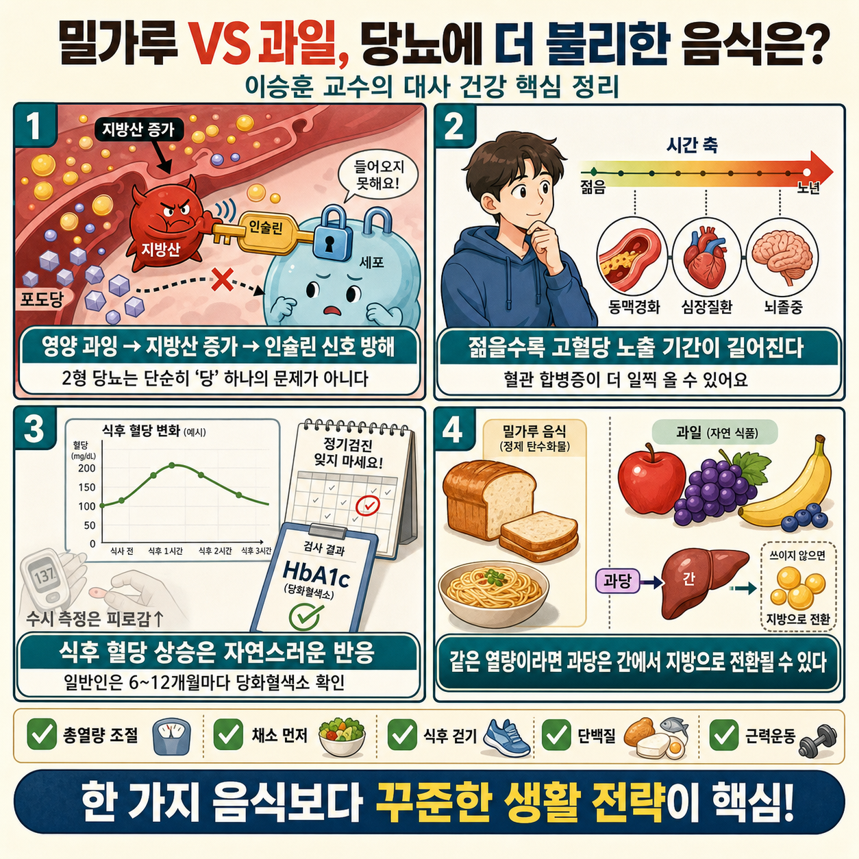 밀가루 VS 과일'' 당뇨에 치명적인 ''이 음식''ㅣ지식인초대석 EP.156 (이승훈 교수 2부) 내용을 설명하는 본문 이미지