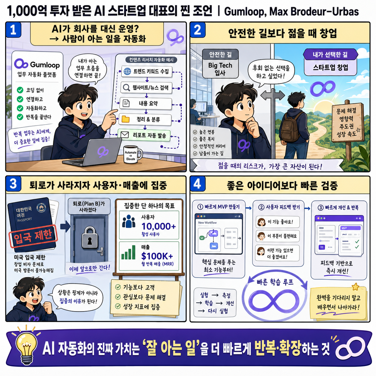 1,000억 투자 받은 AI 스타트업 대표의 찐 조언 내용을 설명하는 본문 이미지