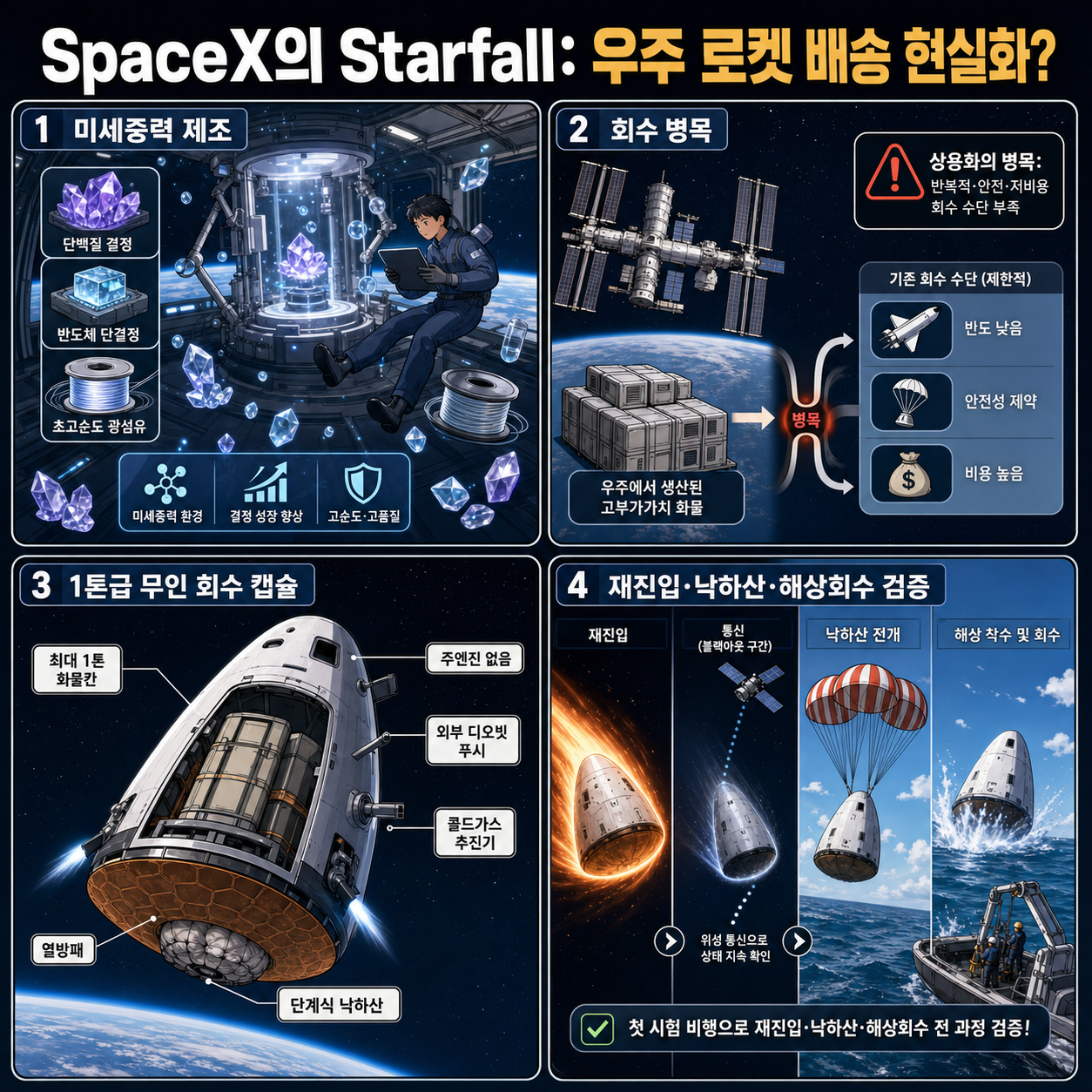 SpaceX의 새로운 야심찬 프로젝트 Starfall의 모든 것! 우주 로켓 배송 드디어 현실화 되나?! [항성의 우주속으로] 내용을 설명하는 본문 이미지