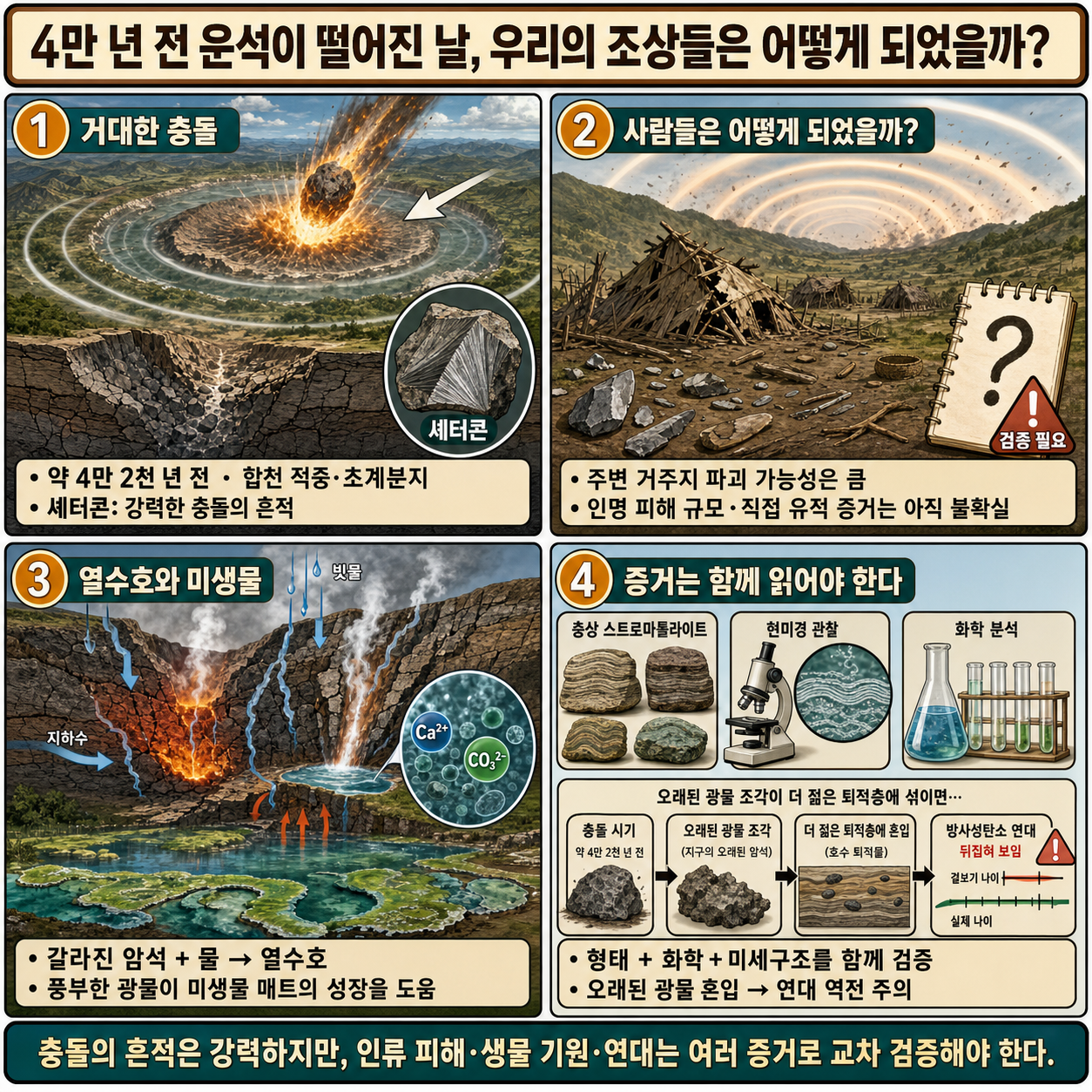 4만 년 전 운석이 떨어진 날, 우리의 조상들은 어떻게 되었을까? 내용을 설명하는 본문 이미지