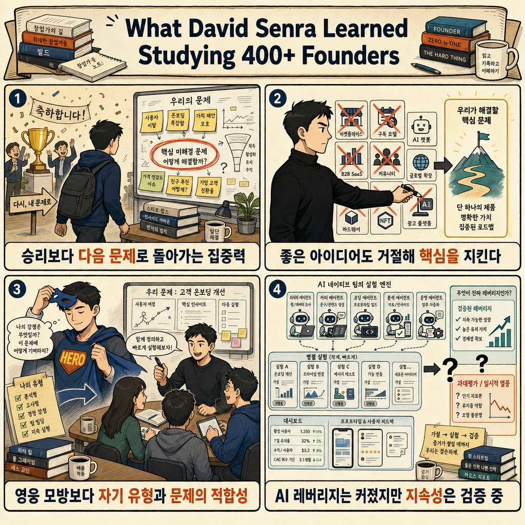 What David Senra Learned Studying 400+ Founders 내용을 설명하는 본문 이미지