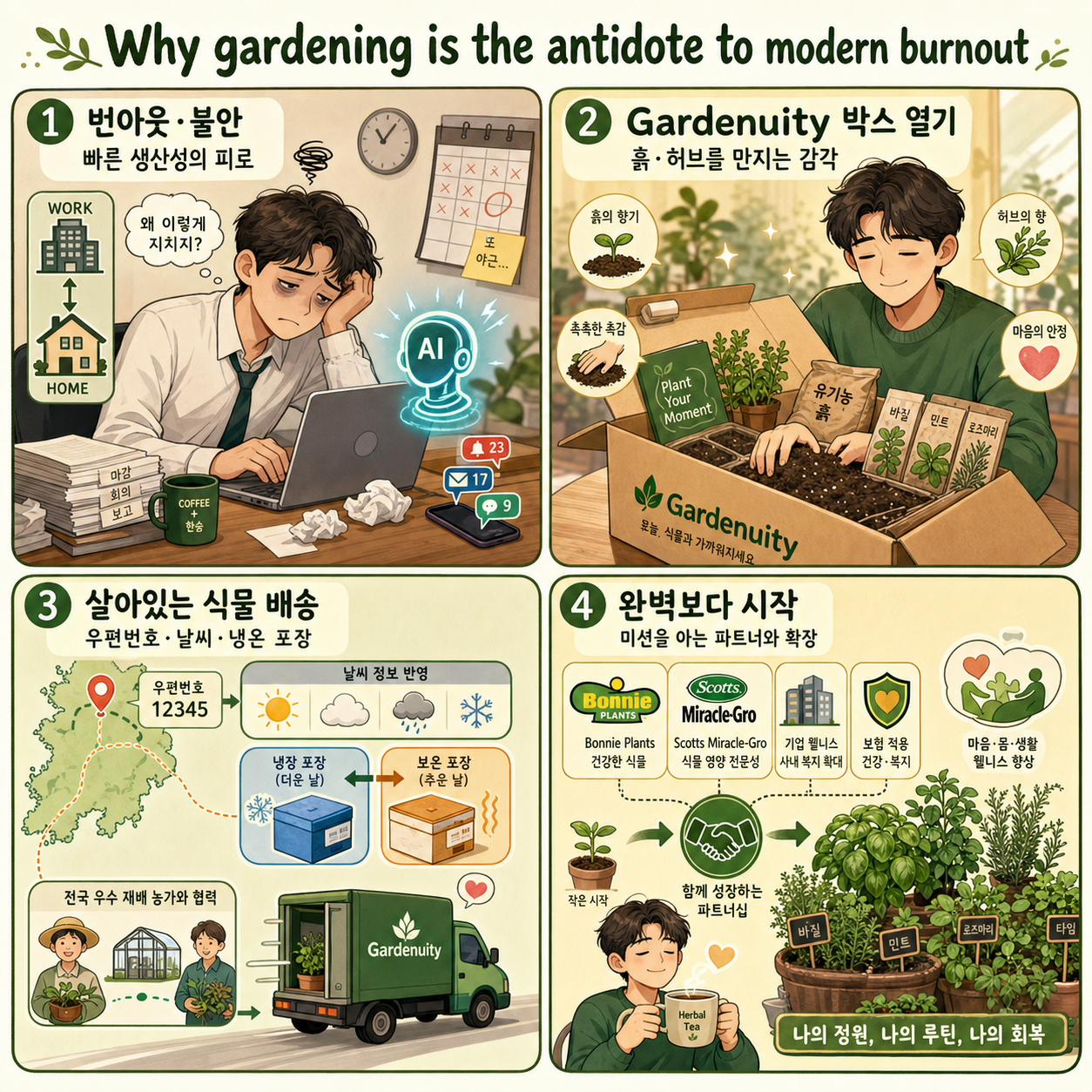 Why gardening is the antidote to modern burnout 내용을 설명하는 본문 이미지