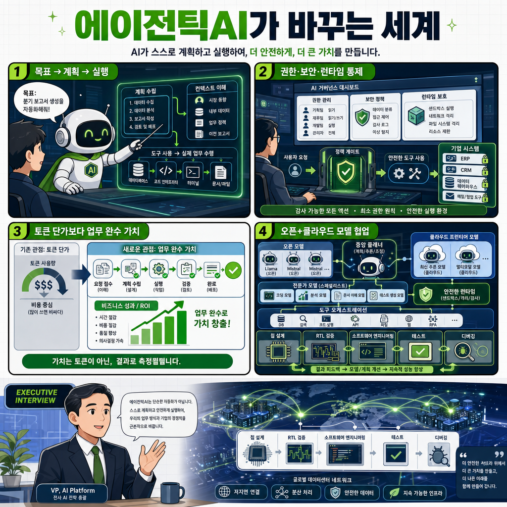 에이전틱AI가 바꾸는 세계" 엔비디아 독점 인터뷰 내용을 설명하는 본문 이미지