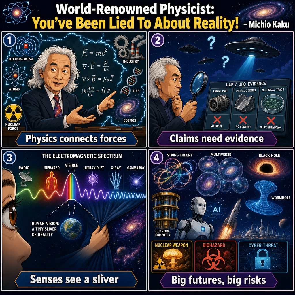 World-Renowned Physicist: You''ve Been Lied To About Reality! - Michio Kaku 내용을 설명하는 본문 이미지