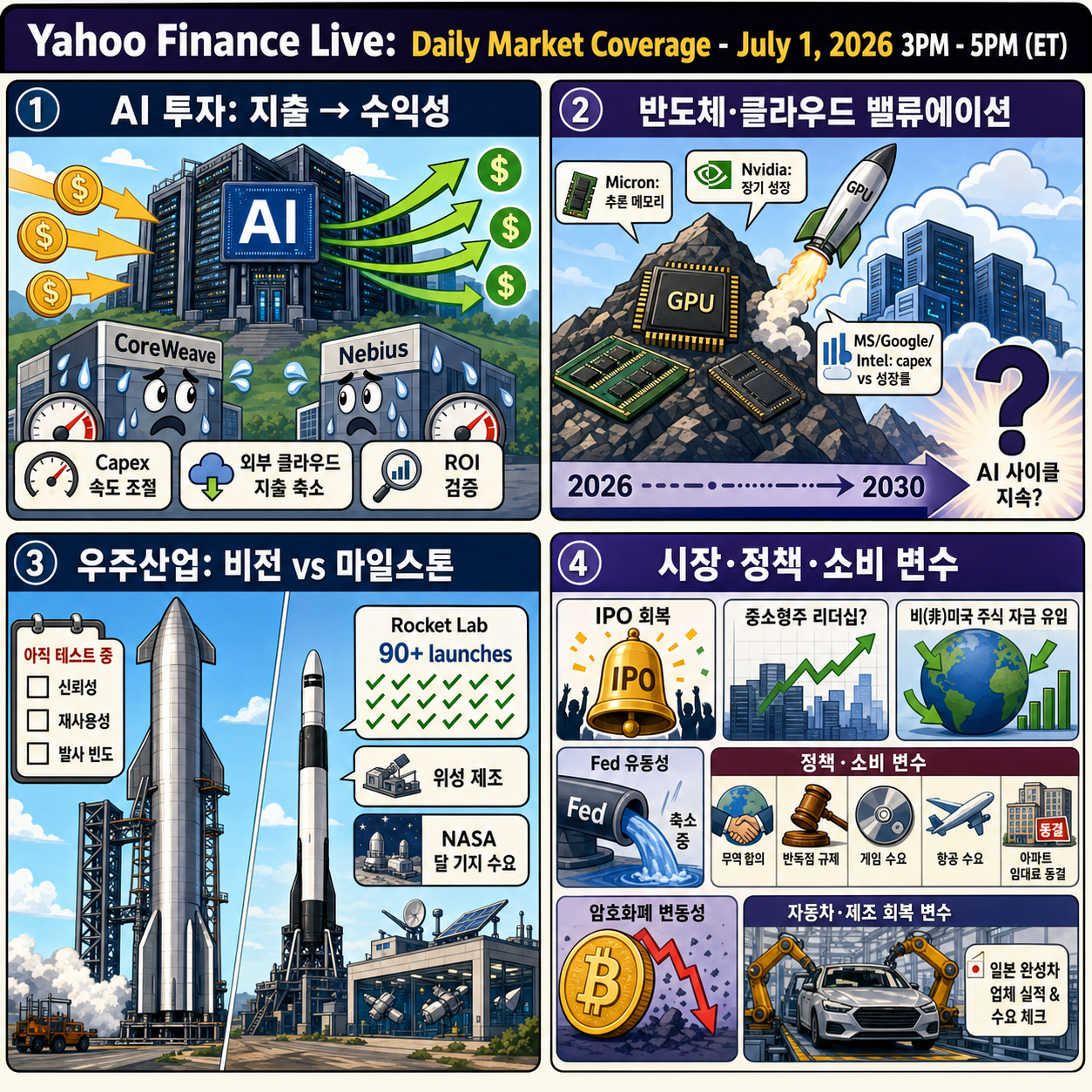 Yahoo Finance Live: Daily Market Coverage - July 1, 2026 3PM - 5PM (ET) 내용을 설명하는 본문 이미지