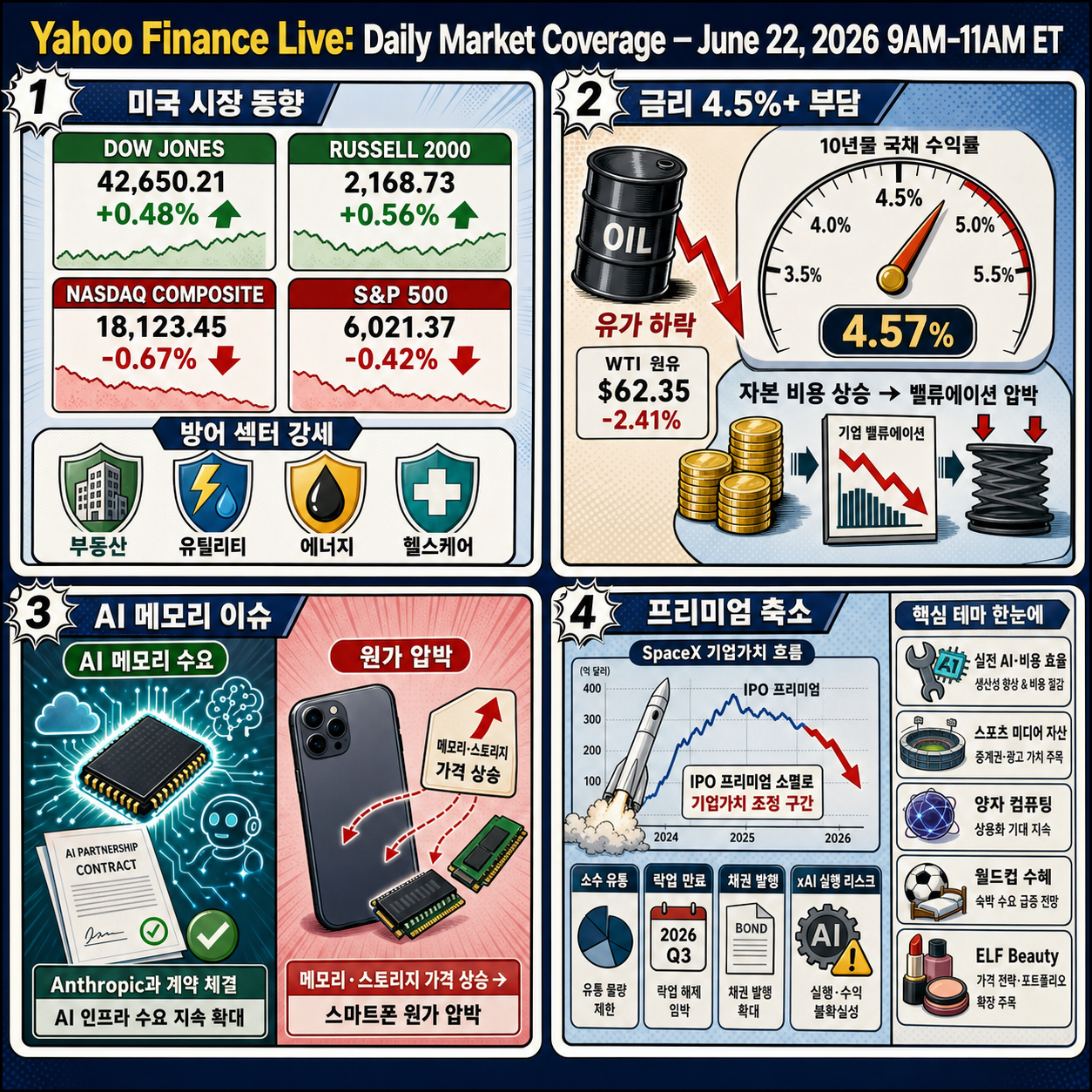 Yahoo Finance Live: Daily Market Coverage - June 22, 2026 9AM-11AM (ET) 내용을 설명하는 본문 이미지