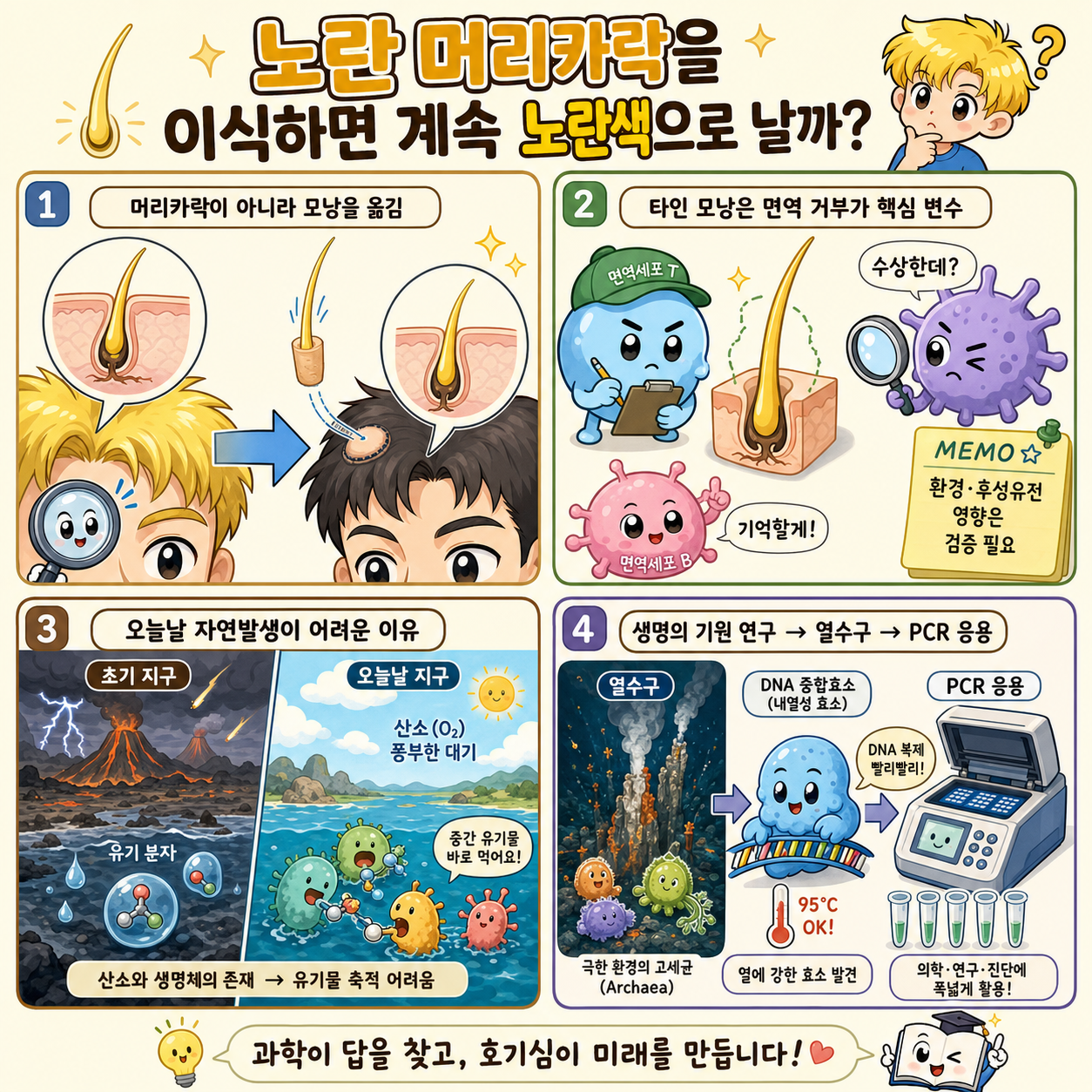 노란 머리카락을 이식하면 계속 노란색으로 날까? 내용을 설명하는 본문 이미지