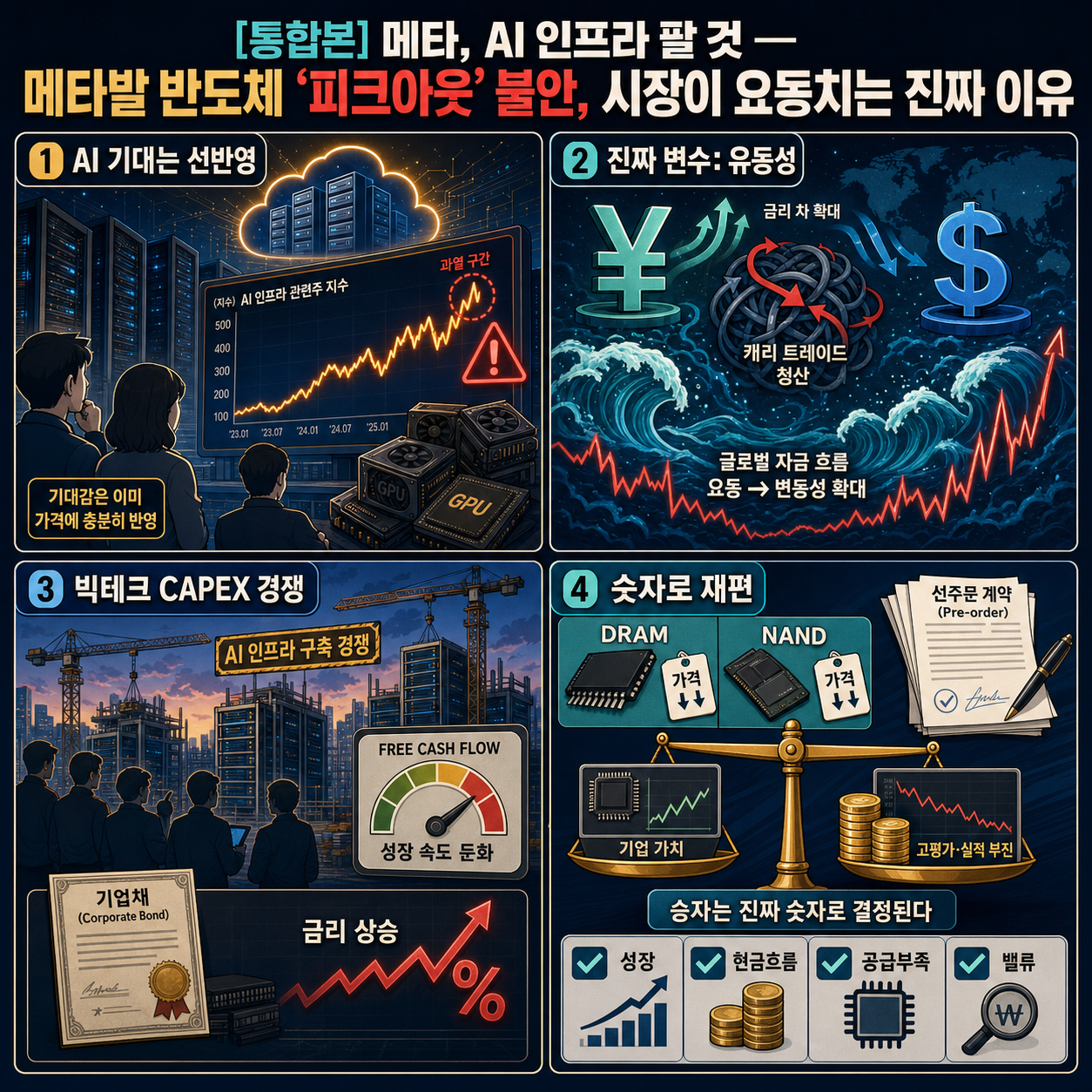 [통합본] "메타, AI 인프라 팔 것" 메타발 반도체 ''피크아웃'' 불안, 지금 시장이 요동치는 진짜 이유 / 교양이를 부탁해 내용을 설명하는 본문 이미지