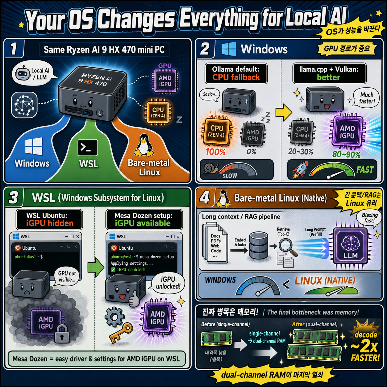 Your OS Changes Everything for Local AI 내용을 설명하는 본문 이미지
