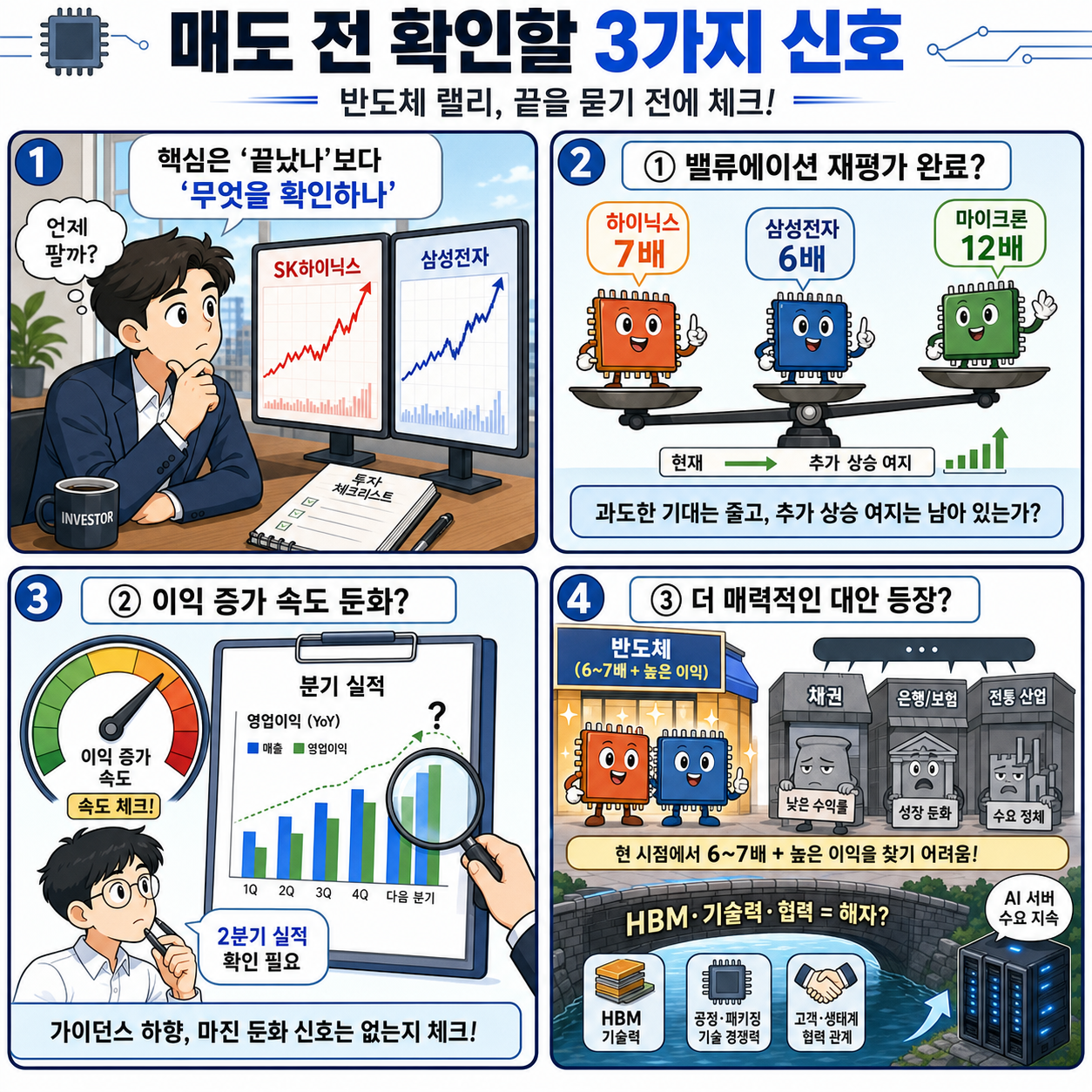 반도체 랠리 언제 끝날까? 하이닉스·삼성전자 매도 전에 봐야 할 3가지 신호 [Z1뉴스 - 2부] 내용을 설명하는 본문 이미지