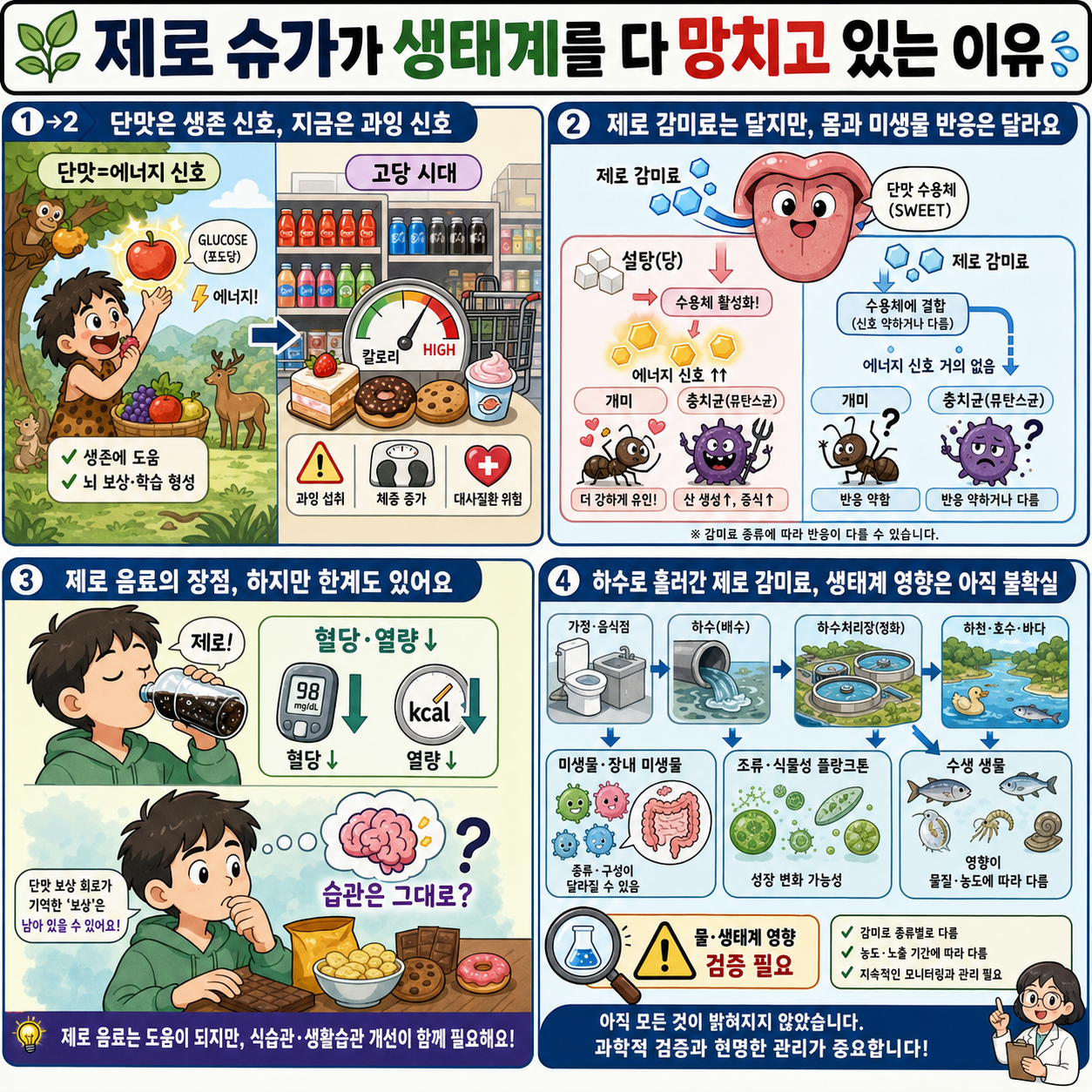 제로 슈가가 생태계를 다 망치고 있는 이유...(제로를 먹은 동물들의 최후) 내용을 설명하는 본문 이미지